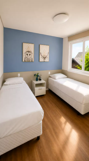 Segundo quarto com duas camas de solteiro